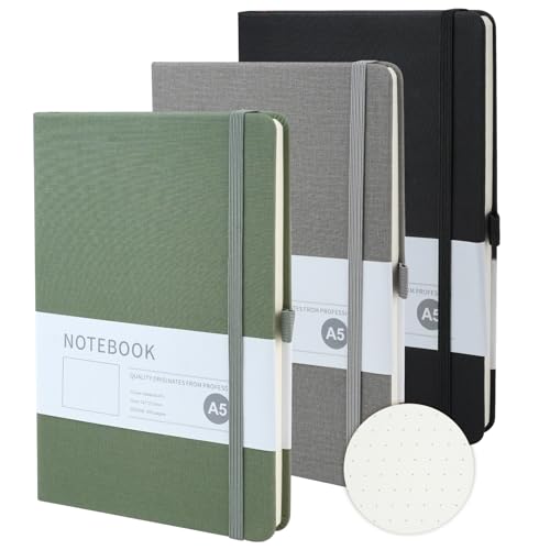 Carnet A5 à pois lot de 3 avec couverture rigide en cuir et boucle stylo