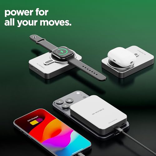 Image of Nu Republic Powerpop X3 10000mAh Power Bank, Magnetic Fast Charging Wireless Powerbank with 22.5W Wired Type-C PD Output, 15W Wireless Output (Silver)