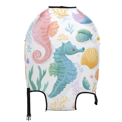OTVEE Cute Seahorses Travel Luggage cover Personalized Print Washable Suitcase protector Elastic Spandex Protective for Baggage Fits 22-24inch (M)2