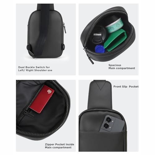 Image of COUNSELOR Sling Bag for Men, Vegan Leather Crossbody Chest Bag, One Shoulder Side Bag, Adjustable Strap, Zipper Closure, Multiple Compartment, Lightweight Stylish Bag for Daily Commute, KIRO