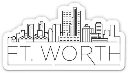 Fort Worth Texas City Skyline - Vinyl Sticker - Large Size (11 Wide)
