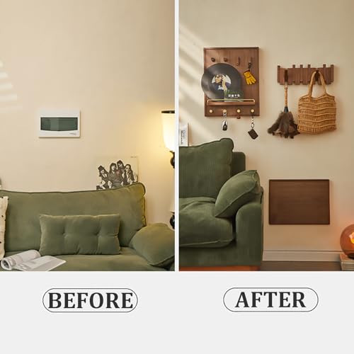 Porte-manteau mural en bois pour manteaux, clés, chapeaux, peignoirs et serviettes – Design rabattable