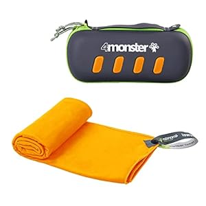 4Monster Toallas de microfibra en 5 colores, absorbentes, ultraligeras, de secado rápido, para fitness, deportes, sauna, yoga, viajes [Grande (70 x 135cm)] Naranja