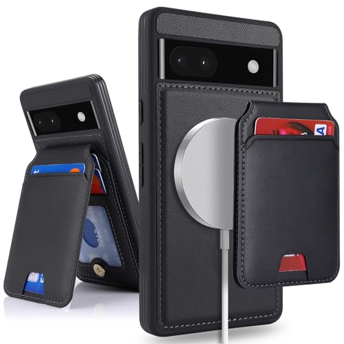 SailorTech for Google Pixel 6a case with Credit Card Holder, fits Pixel 6a Phone Leather Case Wallet for Women Compatible Wallet Detachable 2-in-1 for Men-Black