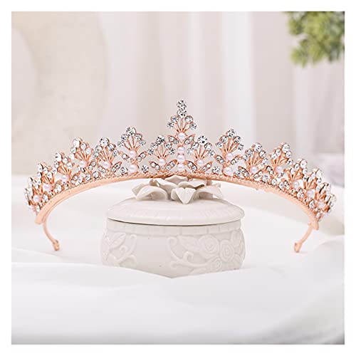 Diadème de mariée de prestige en perles et cristaux montés sur alliage rose gold