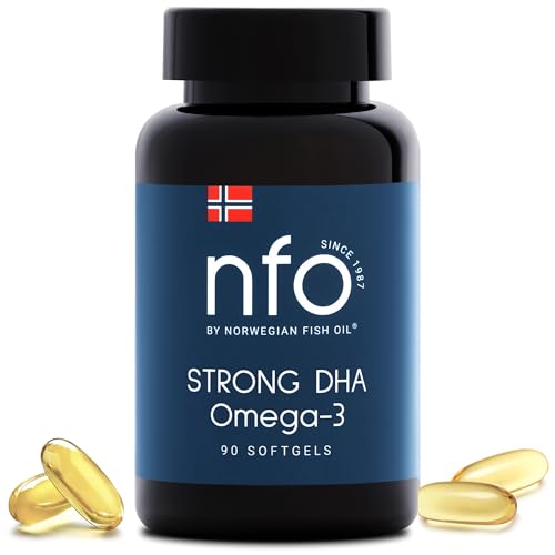 NFO Strong DHA Omega 3 [90 Softgel Capsules] High DHA Concentration Fish Oil in Triglyceride Form with Vitamin E, High-Potency Omega 3 Capsules, Amino Acid Complex, Wild-Caught Fish, Made in Finland