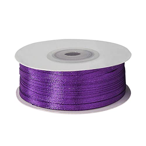 23 Meters Satinband Dunkellila 3mm, Dekoration Präsent Geschenkband Schleifenband, Stoffband für Kleid Hochzeit