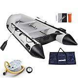 NEMAXX® Gommone Professionale 380 cm per 7 Persone – Barca a Remi, da Pesca e da Voga – 905 kg/Fondo in Alluminio/Motore fino a 22 kW/30 HP – incl. 2 Remi, Pompa, Manometro, Borsa e Kit di Riparazione