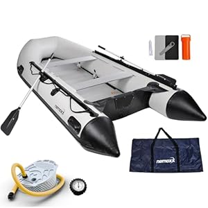 NEMAXX® Profi Schlauchboot 380 cm für 7 Personen – Paddel-, Angel- & Ruderboot – Kategorie C, 905 kg, Aluboden, motorisierbar bis 22 kW/30 PS – inkl. 2 Paddel, Pumpe, Manometer, Tasche & Reparaturset