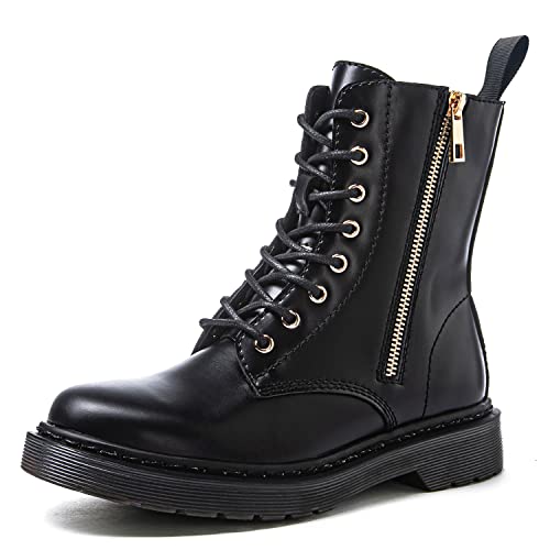 Globalwin Women's Lace-Up Black Ankle Bootie Military Combat Boots Size 5.5M #TOP24