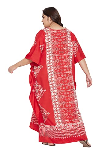 Image of Oussum Plus Size Kaftan Dresses for Women, Polyester Summer Caftan Cover Up Maxi Beach Dress, 1X-3X