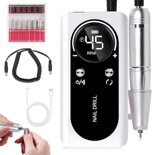Image of MAYCREATE Nail Drill Machine 45, 000 RPM with 5 Bits and Sanding Paper