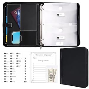 HAUTOCO Important Document Organizer Zipper Life Binder Family Emergency Binder Birth Certificates Protector, in Case I Go Missing Estate Planning Organizer – Include Category Label & Directory