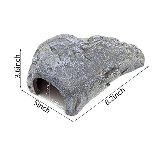 JIHAQUA Reptile Rock Reptile Hide Cave Hideout Terrarium Habitat Decor Ornament Shelter (Style B) - Thumbnail 3