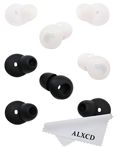 ALXCD Ear Tip for Gear Circle Bluetooth Earphone, Black & White 4 Pair Durable Soft Silicone Replacement Ear Tip Eargel, Fit for Samsung Gear Circle Bluetooth Earphone SM-R130 [Black/White] (4 Pair)