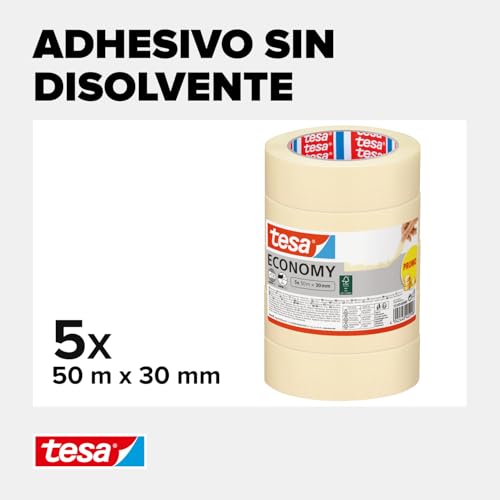 Miniatura 3 de Tesa Cinta De Pintar Ecologo Economy, Cinta De Pintor, Removible Sin Residuos Hasta 4 Días Después, Sin Disolventes, Estrecha, 5x 50 M X 30 Mm, Blanco