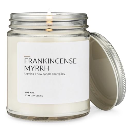 1OAK Frankincense and Myrrh Candle - Soy Wax Scented Candles (Frankincense Myrrh) - Soy Candles for Home Scented - Long Burning Premium - Hand-Poured (7oz.)