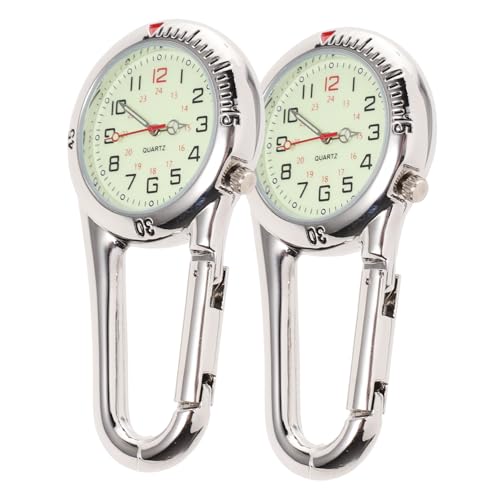 Montre à mousqueton en acier inoxydable argenté pour la randonnée et l'escalade (lot de 2)