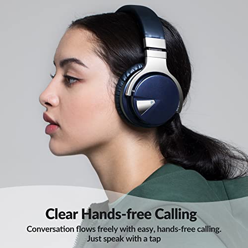 Silensys E7 Active Noise Cancelling Headphones Bluetooth Headphones With Microphone Deep Bass Wireless Headphones Over Ear, Comfortable Protein Earpads, 30 Hours Playtime For Travel/Work, Navy #TOP4