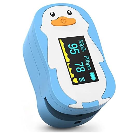 HOMIEE Pulsoximeter Kinder, Präzise Fingeroximeter Sauerstoffsättigung Messgerät, Oximeter SpO2 & PR Ratenrekorder mit Lanyard für Kinder, automatischer Abschaltung und schnellem Lesen