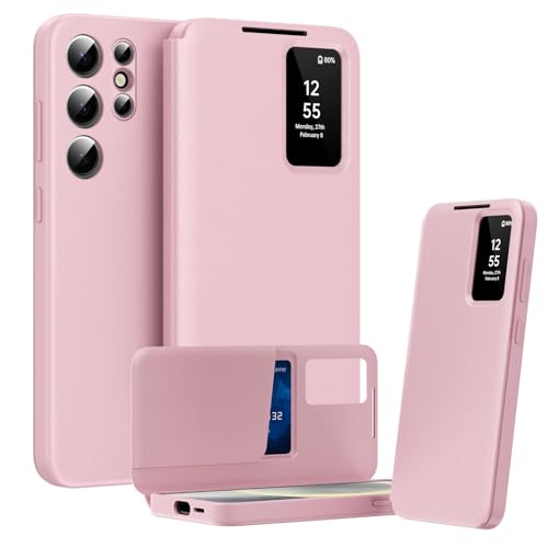 Étui cuir Samsung S26 Ultra magnétique rose, protection premium chic à rabat