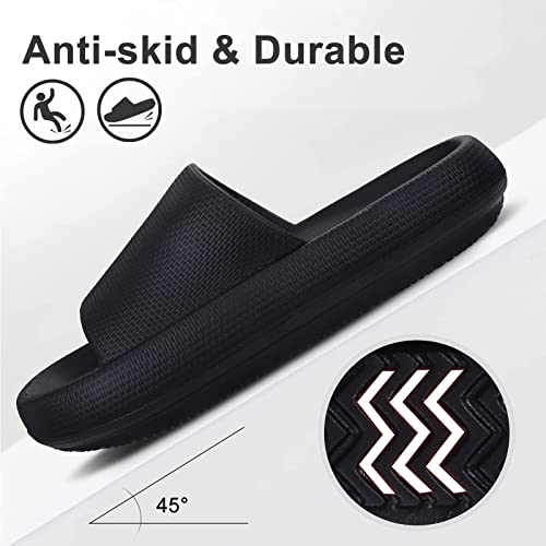 【𝟐 𝐏𝐀𝐂𝐊】 Cloud Slides Unisex-Adult Cloud Slides For Women And Men Non Slip Shower Slippers Cloud Slippers For Women And Men Slides For Women And Men House Slippers For Women And Men Black #TOP2