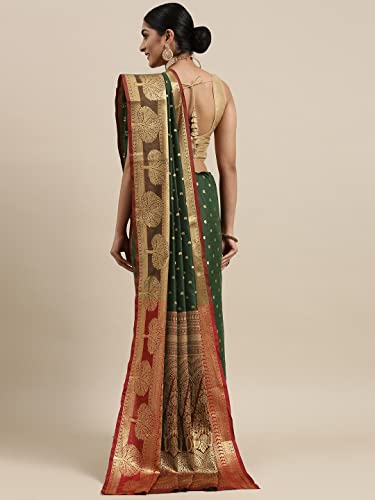 Image of Panzora Women's Banarasi Silk Saree With Unstitched Blouse Piece