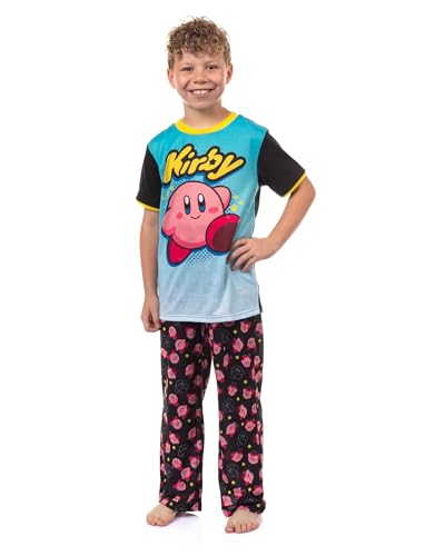 Bioworld Nintendo Kirby Pajamas Boys Video Game Character Short Sleeve Shirt and Pant Set (X-Large)