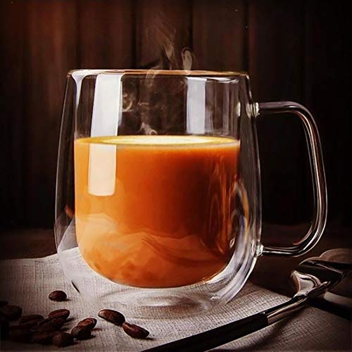 Digralne Taza de Café de Cristal Pared Doble Vaso Taza, Tazas para Espresso Juego de Vasos para Café Latte Macchiato… - Imagen 6