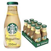 Starbucks Frappuccino Vanilla Eiskaffee | 8 x 250ml | mit feinstem Espresso aus 100% Arabica-Bohnen und Milch | wiederverschließbare Glasflasche | ideal für unterwegs oder Zuhause