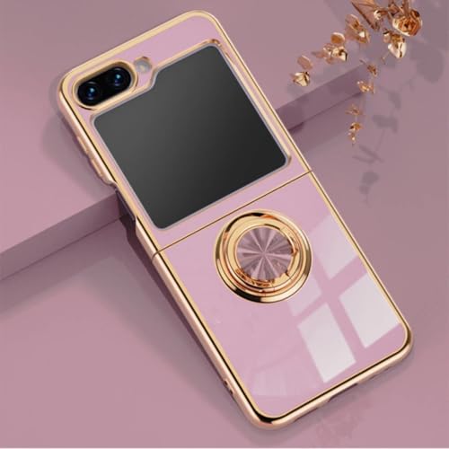 Coque Samsung Z Flip 7 violette avec anneau magnétique et support galvanisé