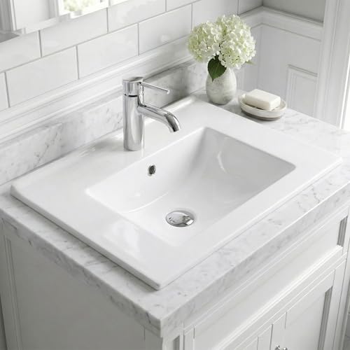 Rea Lavabo Incasso Dafne 70 Lavandino Bagno 465 X 715 X 170 Mm Ceramica (Bianco) - 5