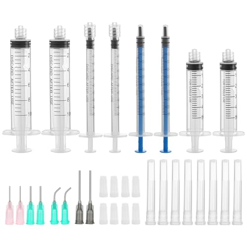 8 Pièces Seringue 1/5/10 ml, Seringue Plastique, Seringues à Aiguilles émoussées, Seringue Dosage, Seringue de Jardinage, avec Bouchons Seringue Pour Expérience, Distribution, Mesure De Liquides