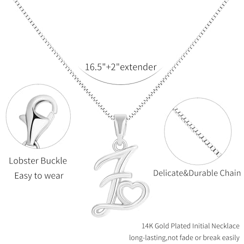 Laeclily Initial Necklaces for Women 14k Silver Plated Dainty Necklace Tiny Heart Initial A-Z Letter Pendant Necklace Choker Necklaces Personalized Jewelry Women Gifts for Christmas Valentines — view 2