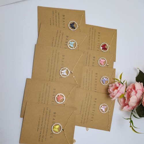 Butterfly Necklaces for Women 9Pcs Colorful Butterfly Necklace Set Butterfly Pendant Necklace Trendy Chain Necklace3