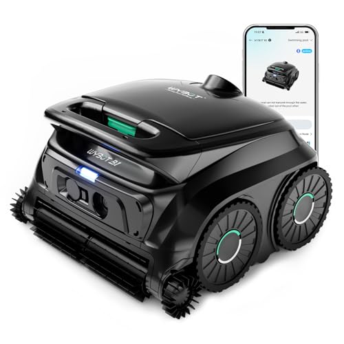 (2026 New) WYBOT B1 Robotic Pool Cleaner, Floor and Wall Cleaning, 100min Runtime Cordless Pool Vacuum for Inground & Above Ground Pools, Smart Navigation, Self-Parking, Black Green