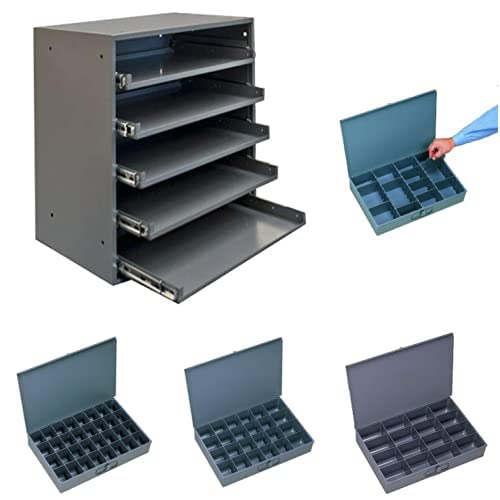 Bundle of Durham 305B95 Bearing Slide Rack + 5 Large Compartment Boxes