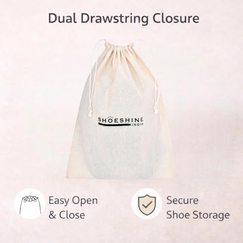 Image of Natural Cotton Shoe Bags - 6 Pcs Large Travel Storage Packing Pouch