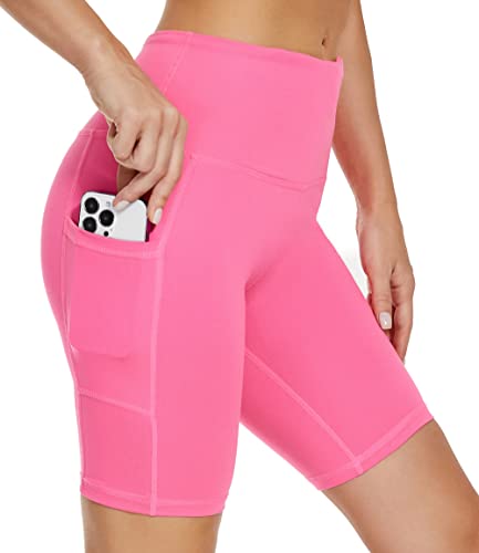 Custer's Night High Waist Out Pocket Yoga Short Tummy Control Workout Running 4 Way Stretch Yoga Leggings (Rose Red, 2Xl) #TOP3