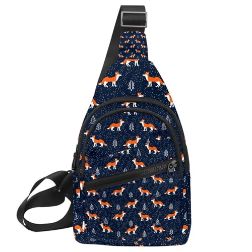 Mochila bandolera impermeable con diseño de zorro a color para llevar todo seco en el pecho