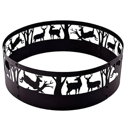 Kapler Fire Ring,36 Inch Fire Pit Ring with Deer Wolf Wildness 360° Carving ?Heavy-Duty and Portable Fire Ring for Outdoor Camping Picnic Bonfire Beaches Park Patio Backyard Many Years Used