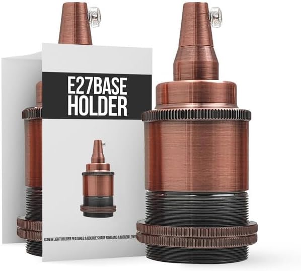 DC VOLTAGE Safety Switch Lamp Bulb Holder B22 BC Bayonet Shade Ring, 10mm/M10 x1 Bottom Entry, Brass, Child Safe Switch Push Bar Locks Off to Cut Power if lamp Bulb not Inserted UK (Copper)