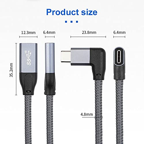 Cabo de extensão USB C, Cabo de extensão curto USB tipo C, adaptador USB 3.1 Gen 2, cabo extensor de