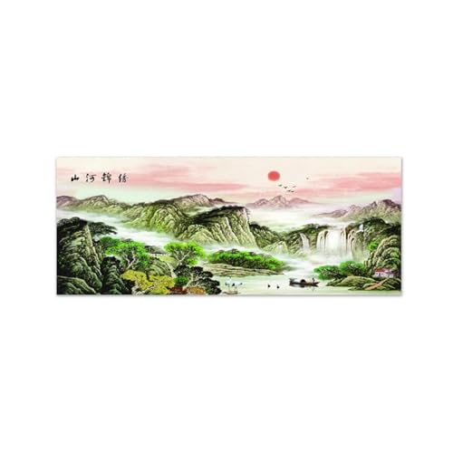 Impression sur toile coucher de soleil nature et grand tableau salon montagne 60x150cm