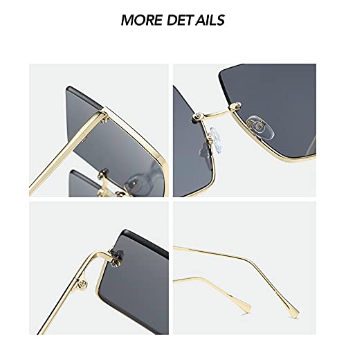 COTIA Square Semi-rimless Sunglasses Women Retro Oversized Sun Glasses Men Fashion Half Metal Frame Eyewear4