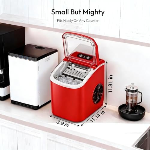 Snowflk Small Portable Countertop Ice Maker, 26lbs/24H Ice Machine with Self-Cleaning, 6-8 Mins Fast Ice Making,Quiet Operation for Home Kitchen Camping RV - 2