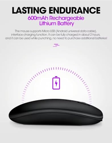 Image of Wireless Mouse, Bluetooth and 2.4G Dual Mode, Rechargeable (Black)
