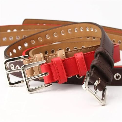 Decorative Belt Metal Full Eyelet Versatile Hollowed Out Decorative Pu Belt for Country Concert Outfit(Khaki)3