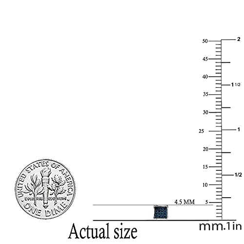 Dazzlingrock Collection Round Blue Diamond Mini Square Shape Unisex Stud Earrings For Women (0.05 Ctw, Color Blue, Clarity I2-I3) In 925 Sterling Silver In Push Back #TOP3