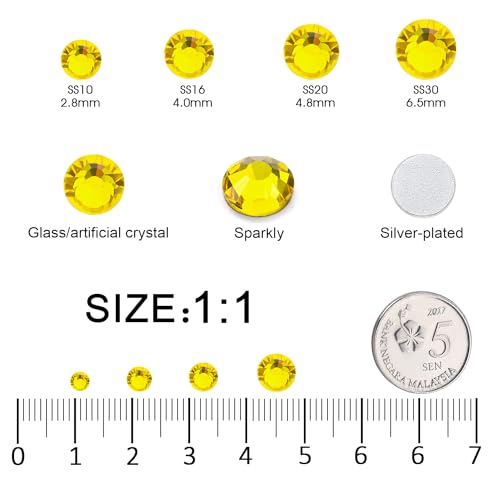 Image of Flatback Rhinestones Bulk, 14400PCS Citrine Rhinestones for Clothes DIY Decoration Crafts, Citrine, SS16, 3.8-4.0mm